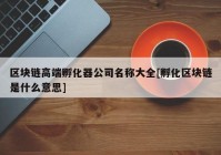 区块链高端孵化器公司名称大全[孵化区块链是什么意思]